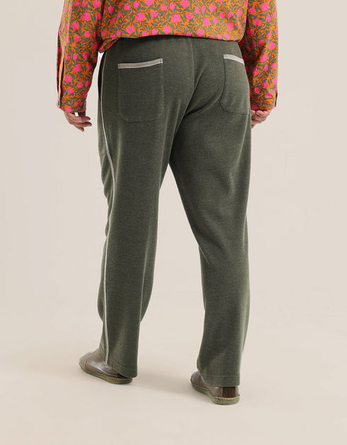 Reversible straight leg pants with elastic waistband